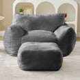 thumbnail image 4 of Puremind Bean Bag Chair for Kids and Adults, Oversized Bean Bag Couch with Ottoman, Faux Fur Lazy Sofa Chair for Living Room/Apartment/Bedroom, Light Gray, 4 of 9