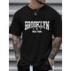 thumbnail image 1 of Men's Crew Neck Graphic T-shirt With Fancy "BROOKLYN" Print, Summer Short Sleeve Top For Men, Men's Soft And Trendy Comfy Tee, Casual Sporty Tee, Summer Gifts, 1 of 7