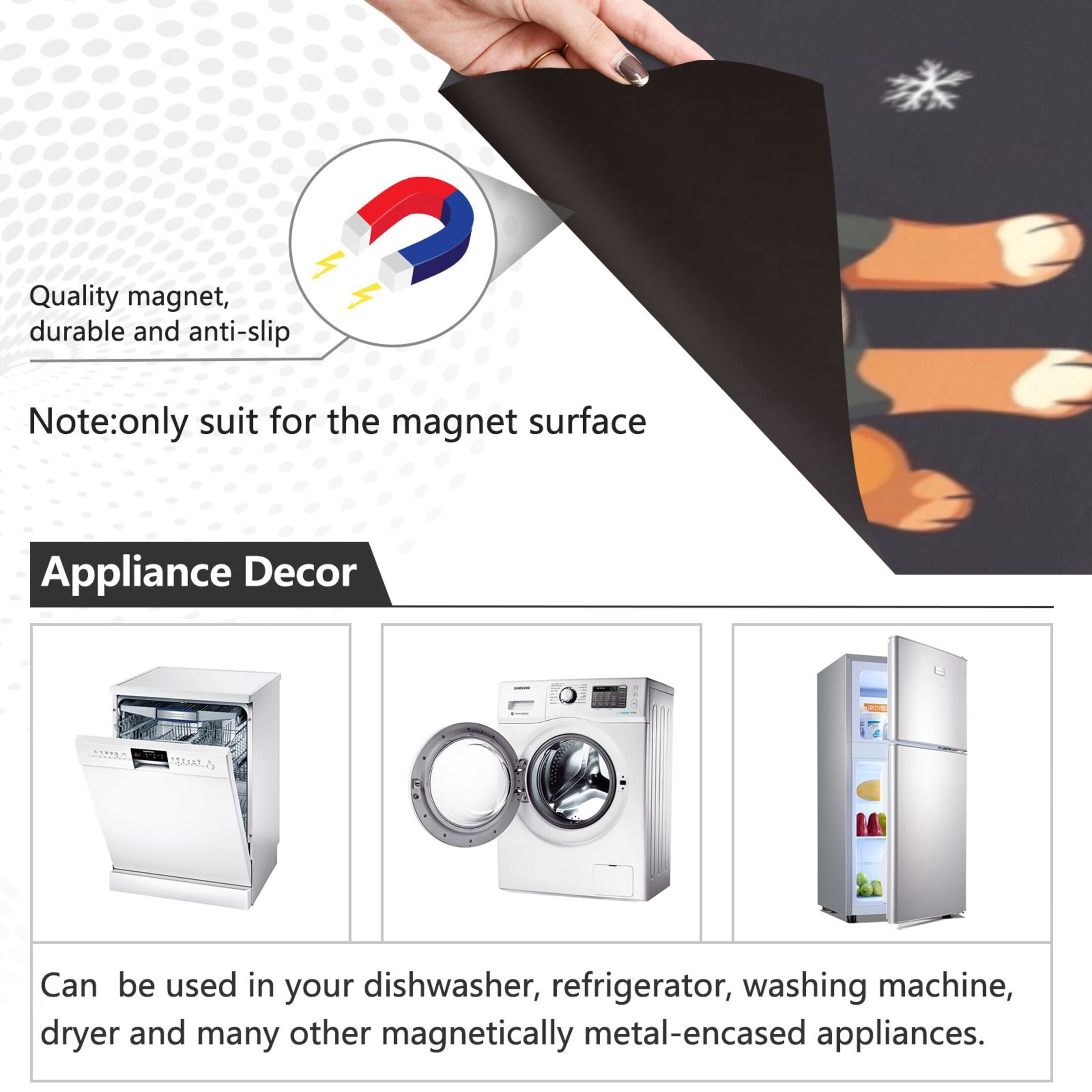 Dishwasher Magnetic Sticker 23x26 Inch Refrigerator Magnetic Sticker Washing Machine Magnetic Sticker Kitchen Panel Magnetic Sticker Home Decor Little Black Christmas Dog
