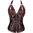 thumbnail image 1 of Medieval Gothic Retro Bustiers Corsets 14 Steel Bone Steampunk Burlesque Leather Halter Bustiers Corset With Thong Sexy Lingerie, 1 of 5