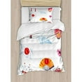 thumbnail image 3 of Japanese Duvet Cover Set Queen Size, Hand Drawn Traditional Elements Watercolors Torii Gate Origami Bird Flag Lacky Cat, Decorative 3 Piece Bedding Set with 2 Pillow Shams, Multicolor, by Ambesonne, 3 of 3