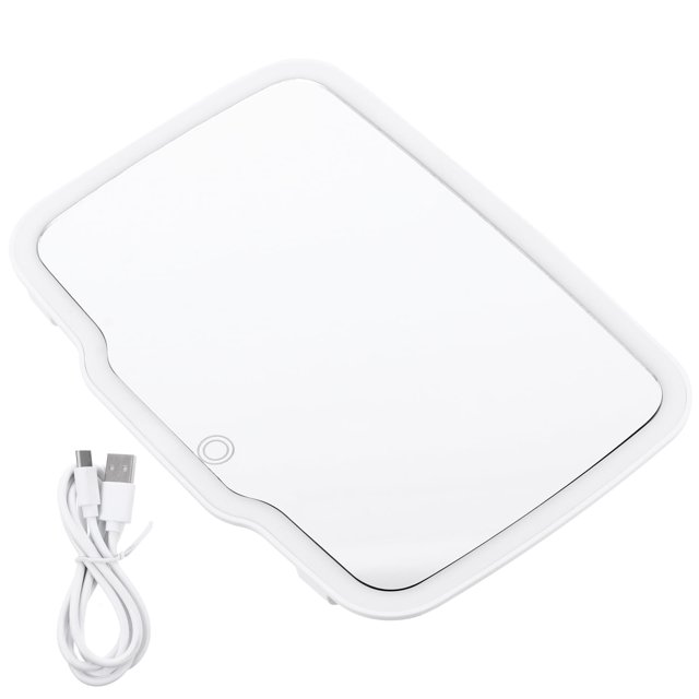 1 espejo de tocador ajustable con luz LED para coche, espejo de maquillaje (blanco)