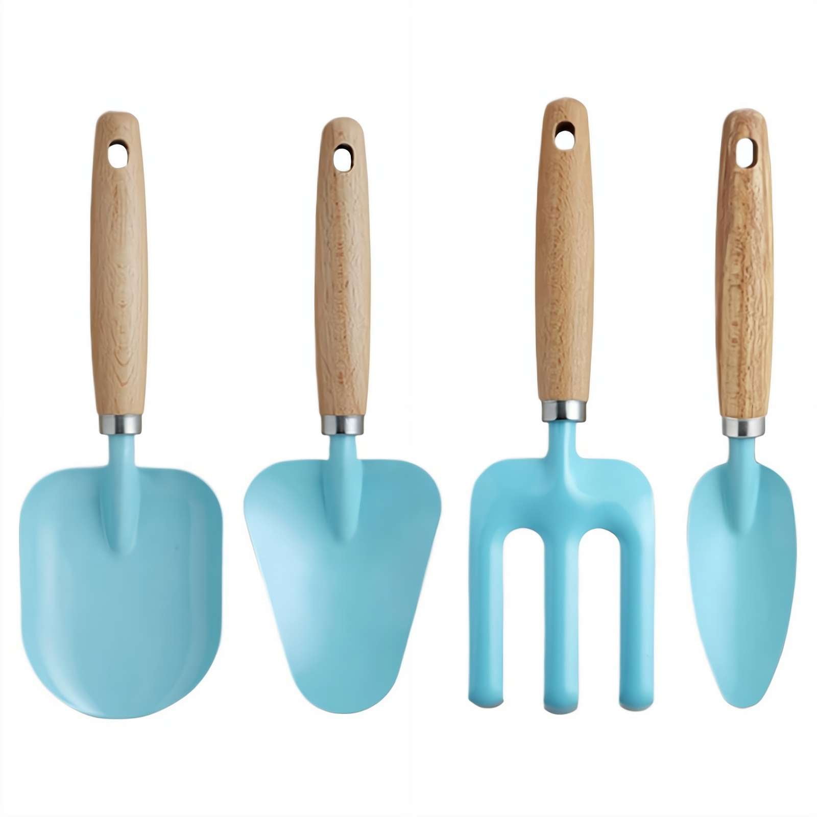 4PCS Kids Gardening Tools Set Metal Hand Shovel Mini Garden Tools for Kids Colorful Spades Garden Tools for Beach Soil Planting Digging Gardening Transplanting - Blue
