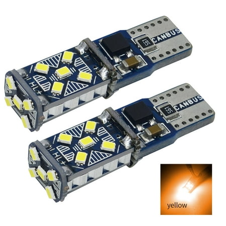 

2pcs Car Parking Light 6000-6500k T10 W5W Car Reading Bulb 5W LED License Plate Lamp Yellow