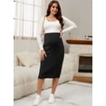 thumbnail image 5 of DARING DIVA Women's Maternity Skirt Ribbed Stretchy Elastic Waist Over Belly S Black, 5 of 7