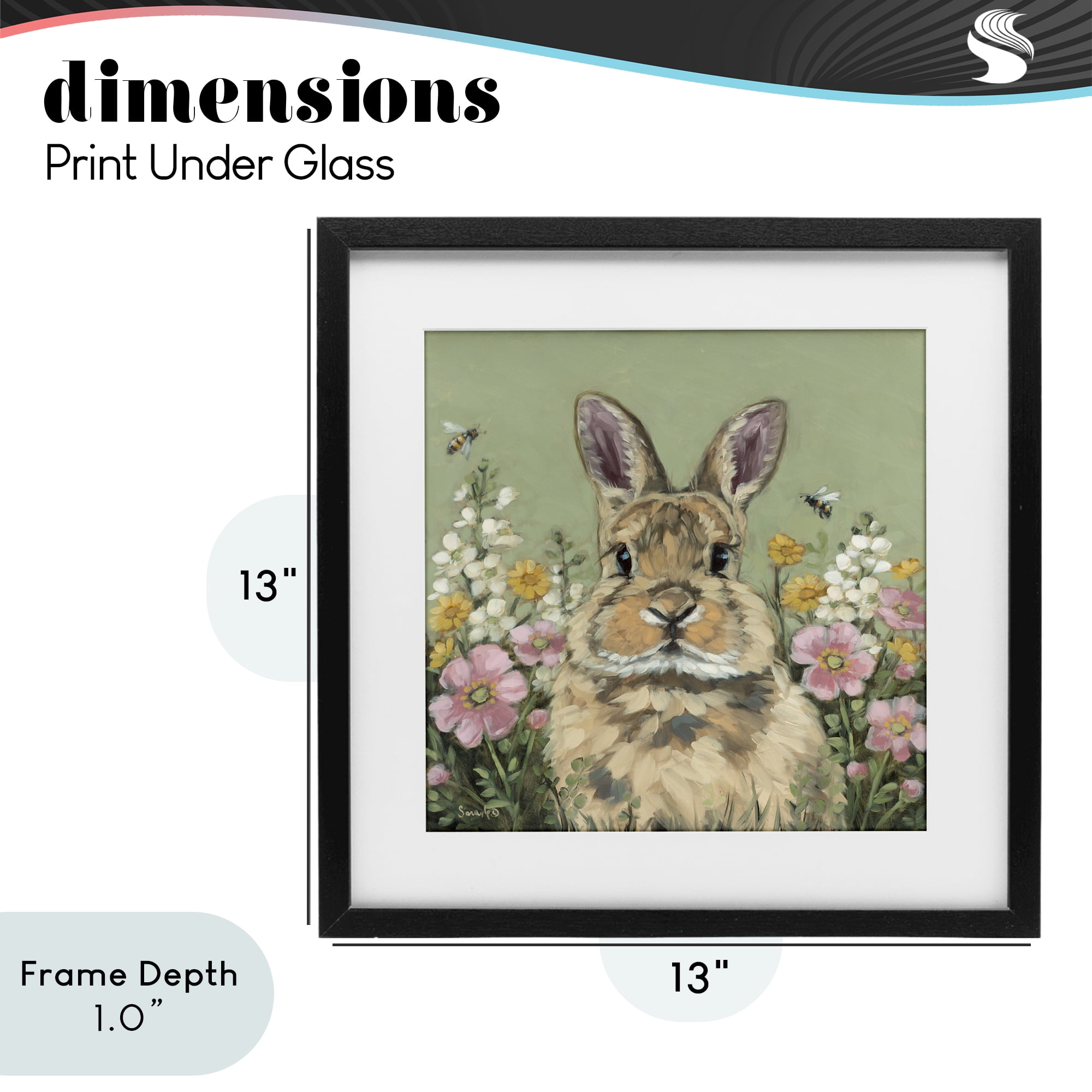 Stupell Industries Spring Abloom Rabbit Black Framed Print Under Glass, design by Sara G. Designs