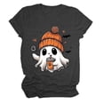 thumbnail image 3 of T-shirt Graphique à Manches Courtes d'Halloween pour Femmes Col Rond Décontracté pour Tenue de Fête d'Été avec Jeans, 3 of 4