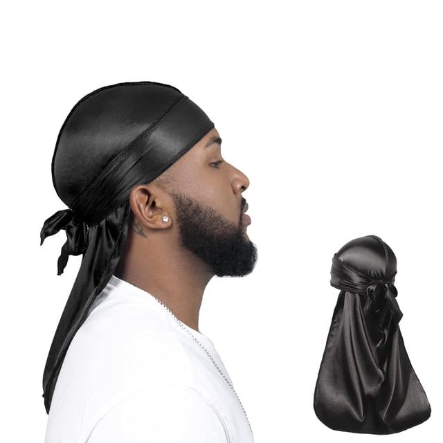 Durag ForceWave Silky Satin Deluxe, paquete de 2 piezas, color negro