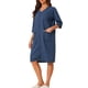 thumbnail image 4 of Batas de baño de spa INSPIRE CHIC para mujeres, pijamas de 3/4 de manga, ropa de estar en casa, batas con cremallera, color azul, 4 of 6