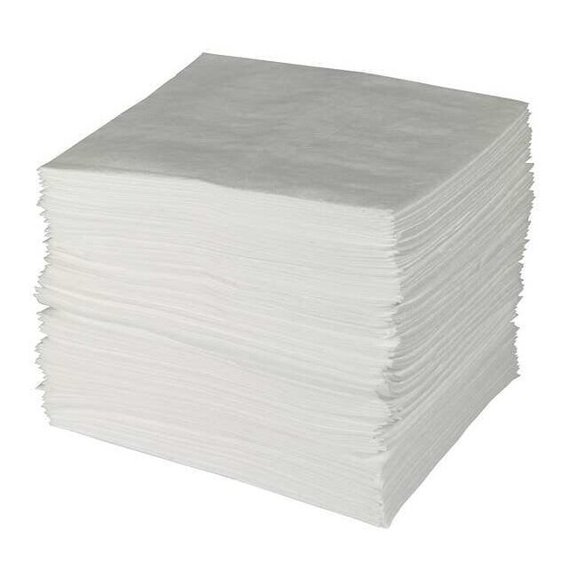 Brady Sorbent Pad, 50 gal, 30 in x 30 in, Oil, White, 50 PK ENV50