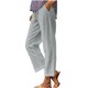 thumbnail image 4 of Karight Cotton Linen Pants for Women Summer High Waist Elastic Straight Leg Pant Casual Loose Solid Lightweight Beach Trousers, 4 of 9