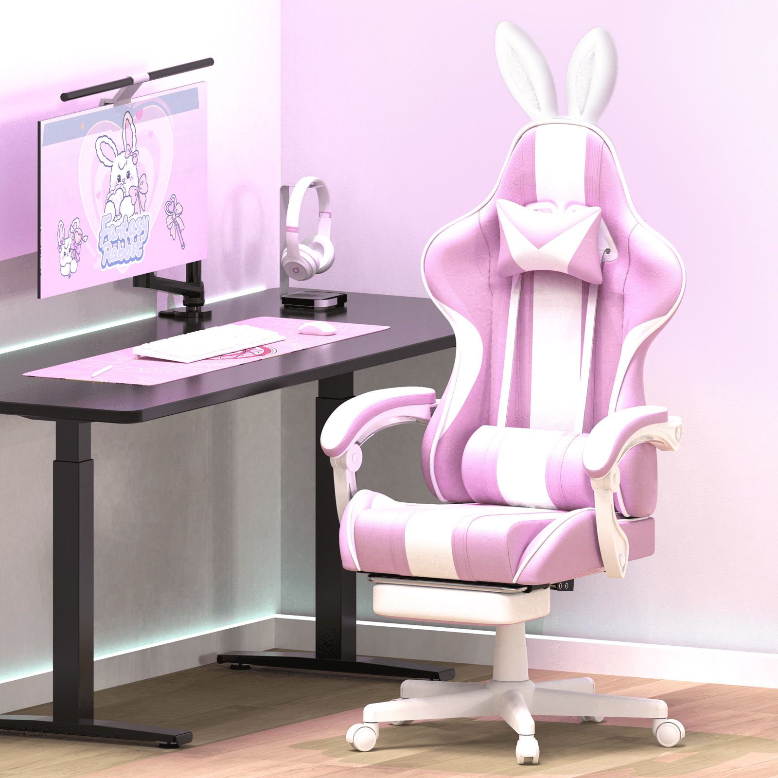 お得な情報満載 Soontrans Massage Lumbar Footrest, with Chair Gaming Swivel 人形