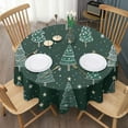 thumbnail image 3 of Dark Green Christmas Tree Pattern Round Tablecloth 60"x60",Wrinkle Wipeable Table Cloth for Kitchen Dining Room Picnic Patio Party, 3 of 6