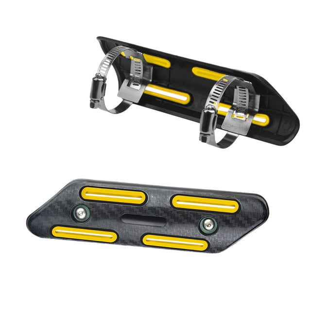 Yellow Motorcycle Exhaust Protector Cover Decorative Heat Shield 7.28X1.97X0.39 Inches Aluminum Alloy For Bike Customization Yellow