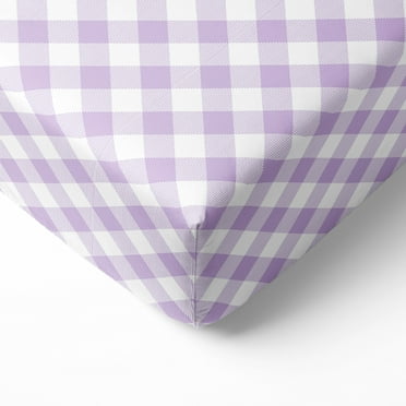 Bacati - Crib or Toddler Bed Fitted Sheet, Watercolor Flowers Purple Gray
