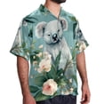 thumbnail image 2 of Koala Men's Short Sleeve Casual Printed Button Down Beach Shirts Hawaiian Style Unisex Summer Shirt, 2 of 6