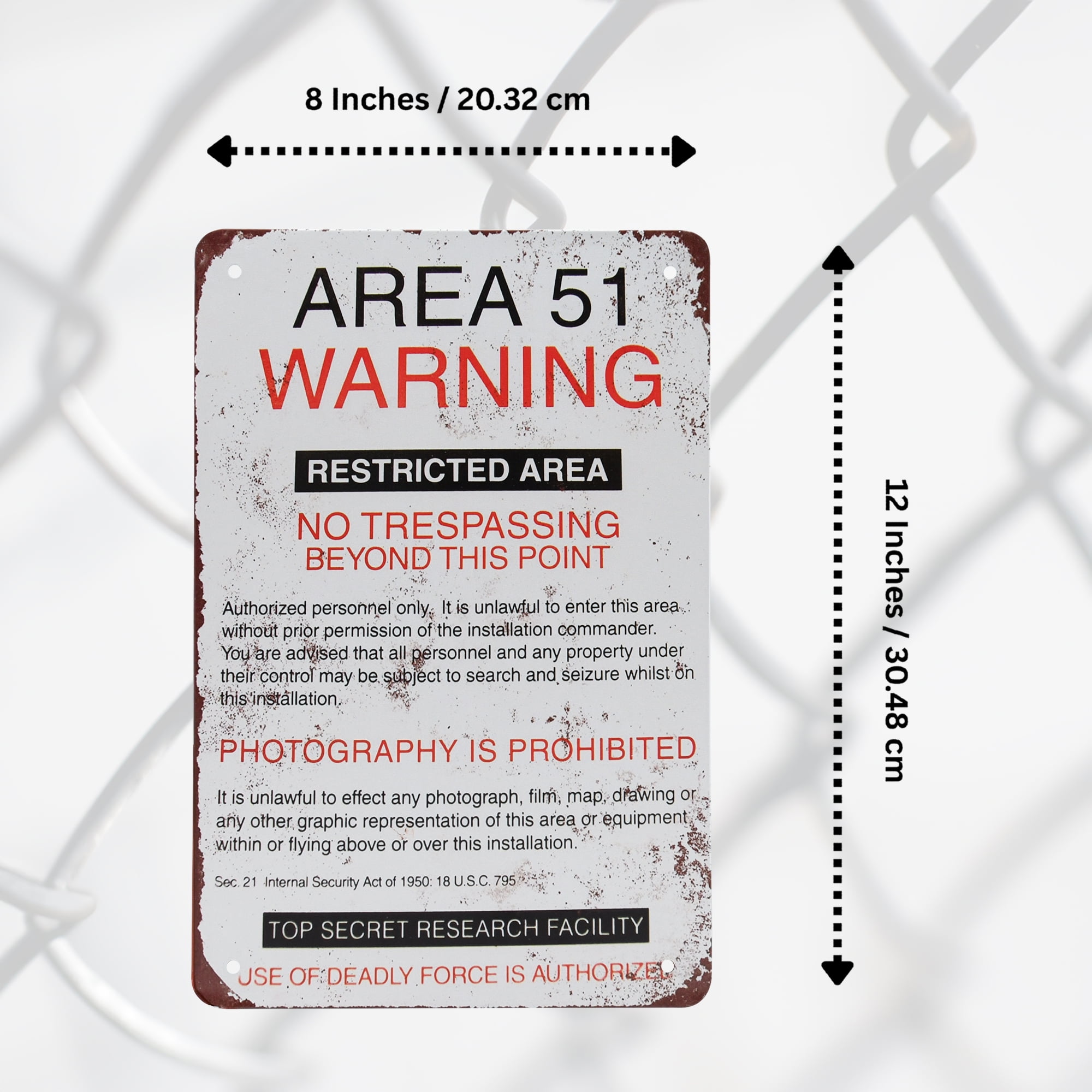 Area 51 Restricted Area Metal Sign Wall Art for Man Cave Halloween