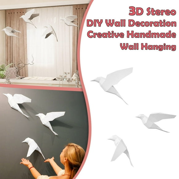 3 Oiseaux Modèle-3d Stéréo Diy Décoration Murale Diy Fait Main Décorations Murales de Noël Petits Arbres Ornement pour Voiture Ciel Affichage Hiver Cheminée Guirlande en Verre pour Lustre Guirlande de Perles