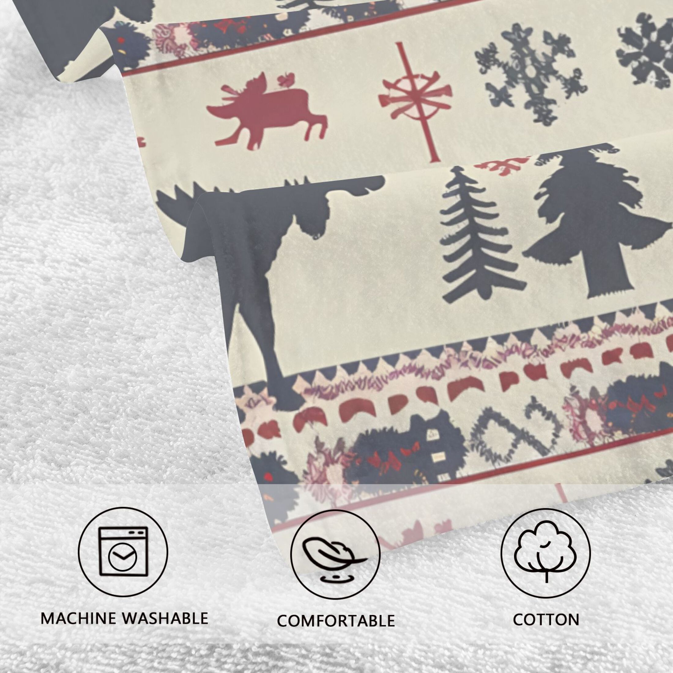 Cotton Bath Towels Soft Face Towel Absorbent Quick Dry Moose Tree Silhouette 16"x28" 2 Pack