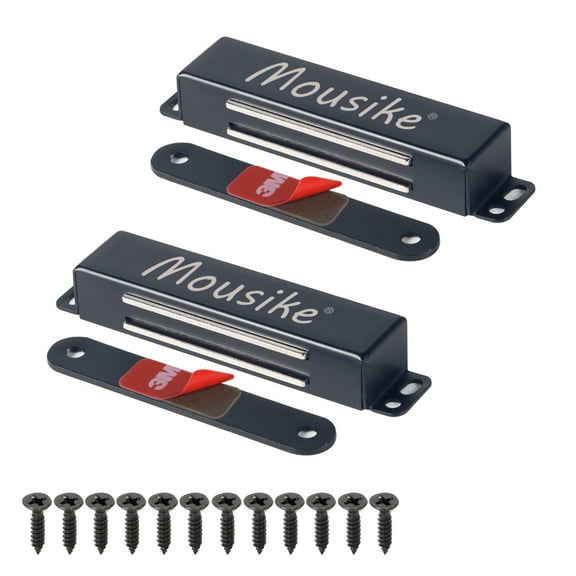 Mousike Magnetic Door Catch (2-Pack) - Heavy-Duty, 90lb Holding Power, Stainless Steel, Black