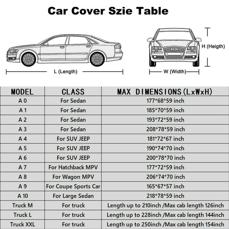 Heavy Duty Hatchback Car Cover Waterproof All Weather for Automobiles, Size  A8 (191- 206 inch),Black 