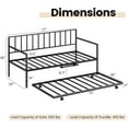 thumbnail image 2 of 2-in-1 Metal Twin Daybed Frame with Metal Slat Support 3-Sided Guardrails Black Space-Saving Sofa Bed No Box Spring Needed for Living Room Guest Room, 2 of 8