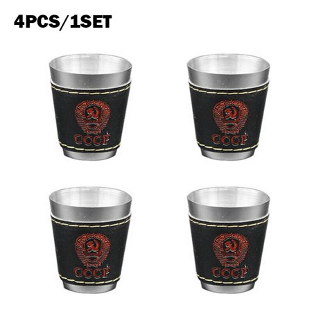 

Vodka Cup 304 PU Holster Stainless Steel Mini Wine Tumbler Portable Personal 4pcs 70ml/230ml/350ml/500ml Shot Glass Set