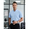 thumbnail image 5 of Mens Dress Shirts Light Blue Short Sleeve Shirt for Men Oxford Shirt Formal Button Down with Pocket, 5 of 9