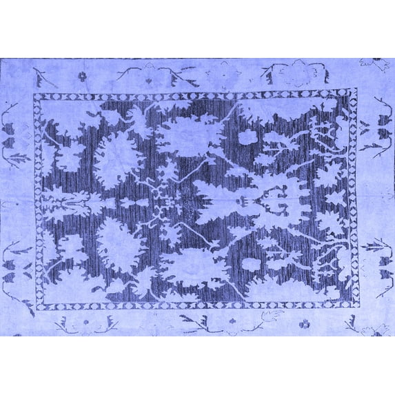 Ahgly Company Machine Washable Indoor Rectangle Abstract Blue Modern Area Rugs, 6' x 9'