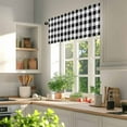 thumbnail image 3 of Black White Valances for Windows, 54 x 18in, Buffalo Plaid Rod Pocket Kitchen Valance Curtain Light Filtering Window Treatments for Living Room Bedroom, 1 Panel, 3 of 7