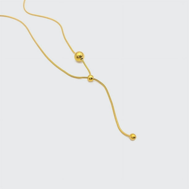 Collar de cadena de serpiente con cordón de bola, collar de acero inoxidable para mujer, joyería minimalista simple y elegante de acero inoxidable