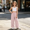 thumbnail image 6 of CPNG Girls Sweatpants Elastic High Waist Straight Wide Leg Baggy Pants Loose Fit Lightweight Breathable Street Style Casual Pants, 6 of 6