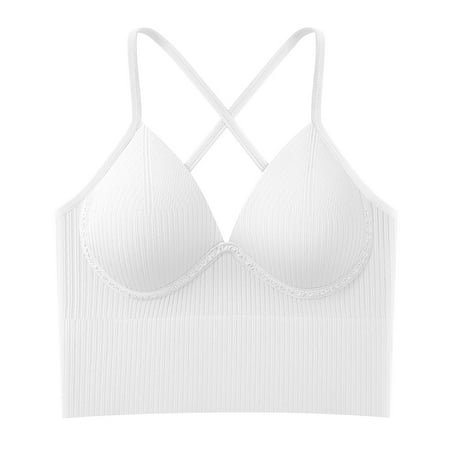 

Lingerie for Women Solid Color Cross Ruched Sports Bras Padded Workout Tops Bandeau Bra Ladies Underwear