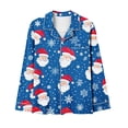 thumbnail image 4 of VBTAPA Christmas Pajamas for Women 2 Piece Xmas Sleepwear Xmas Tree Printed Long Sleeve Button Down Shirt with Wide Leg Pants Matching Loungewear Pj Sets Black and Friday DealsMulticolor S, 4 of 6