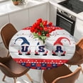 thumbnail image 2 of Cute Gnomes Independence Celebration Round Tablecloth 55-60 Inch Round Fitted Table Cloth with Elastic Edge, Retro Wooden Star American Flag Day Waterproof Table Cover Protector for Outdoor Picnic, 2 of 6