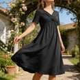 thumbnail image 2 of Uobin Women Casual Solid Short Sleeve Long Maxi Dress Lightweight Breathable Fashion Loose Dress with Pockets, 2 of 5