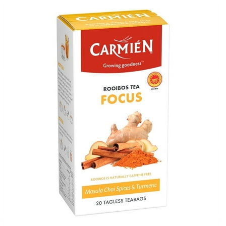 Carmien Focus Rooibos with Masala Chai Spices and Turmeric Caffeine-Free Herbal Tea, 20-Pack, 1.76oz