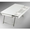 thumbnail image 3 of Benjara 63 Inch Office Desk with a Drawer, White Gloss Finish, Chrome Metal Frame, 3 of 5