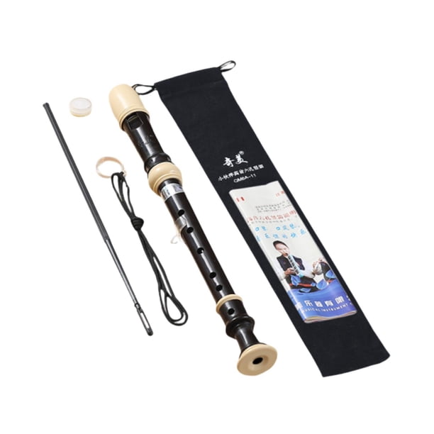 Flauta dulce soprano, flauta dulce en C, compacta, varilla de limpieza, instrumento musical, 6 Negro