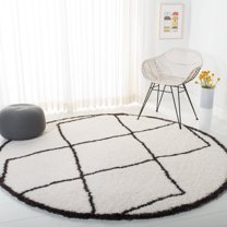SAFAVIEH Carmella Arbor Aztec Polyester Shag Area Rug, Cream/Gray, 6'7" x 6'7" Round