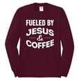 thumbnail image 2 of Fueled by Jesus and Coffee Funny Christian | Mens Inspirational/Christian Long Sleeve T-Shirt, Maroon, X-Large, 2 of 3