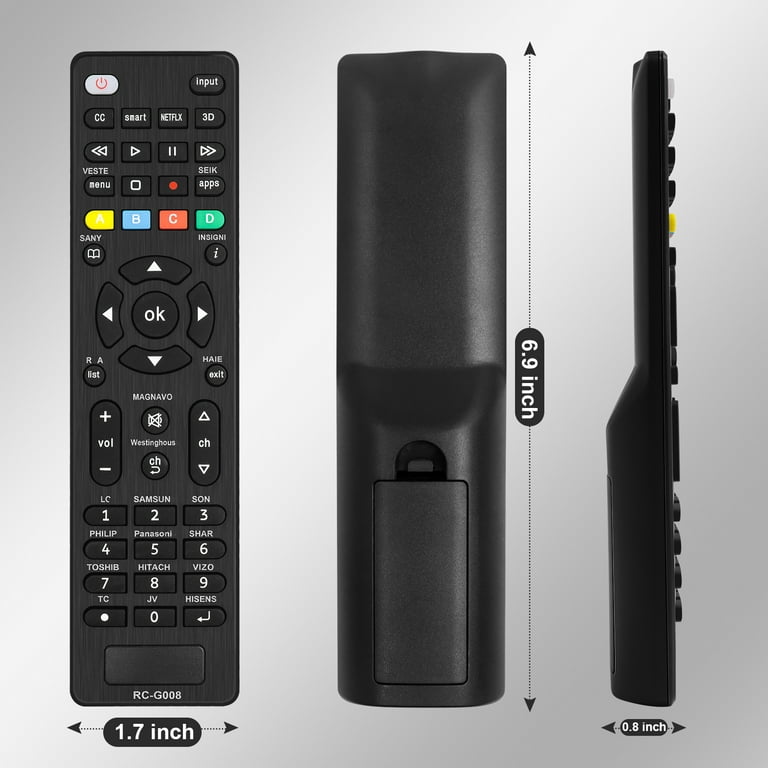 WALFRONT Black Remote Control Replacement for TCL RC3000E02 TV, universal  tv remote control, universal remote control 