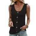 thumbnail image 2 of LilyLLL Womens Summer Sleeveless Buttons Vest Tank Tops Solid Color Blouse T Shirt, 2 of 4
