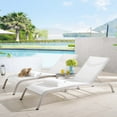 thumbnail image 2 of Lounge Chair Chaise Table Set, Aluminum, Metal, Steel, White, Modern Contemporary Urban Design, Outdoor Patio Balcony Cafe Bistro Garden Furniture Hotel Hospitality, 2 of 7