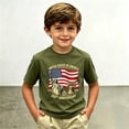 thumbnail image 2 of Tisuna Boys America Anniversary T Shirts Kids Short Sleeve Crew Neck USA Flag Print Tops Breathable Toddler Youth 4th Of July 250 Years Freedom Tees Army Green Size 2-3 Years, 2 of 4
