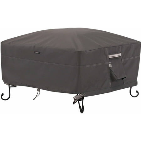 Large Square Fire Pit Cover Classic Accessories Ravenna® Full Coverage Square Fire Pit Cover - Premium Outdoor Cover with Water Resistant Fabric, Small (55-486-015101-EC) ()
