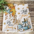 thumbnail image 4 of Christian Fall for Jesus Kitchen Dish Towels Set of 2, Autumn Religious Cross Teal Pumpkin Hand Towels Drying Baking Cooking Cloth, Maple Leaves Farmhouse Home Kitchen Decor 18 x 26 Inch, 4 of 6