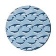 thumbnail image 1 of Sea Animals Mouse Pad for Computers, Cartoon Abstract Whale Pattern Nautical Natural Large Fish Underwater Print, Round Non-Slip Thick Rubber Modern Mousepad, 8" Round, Blue White, by Ambesonne, 1 of 2