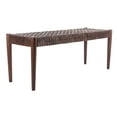 thumbnail image 3 of SAFAVIEH Bandelier Cowhide Leather Weave Bench, Brown, 3 of 9