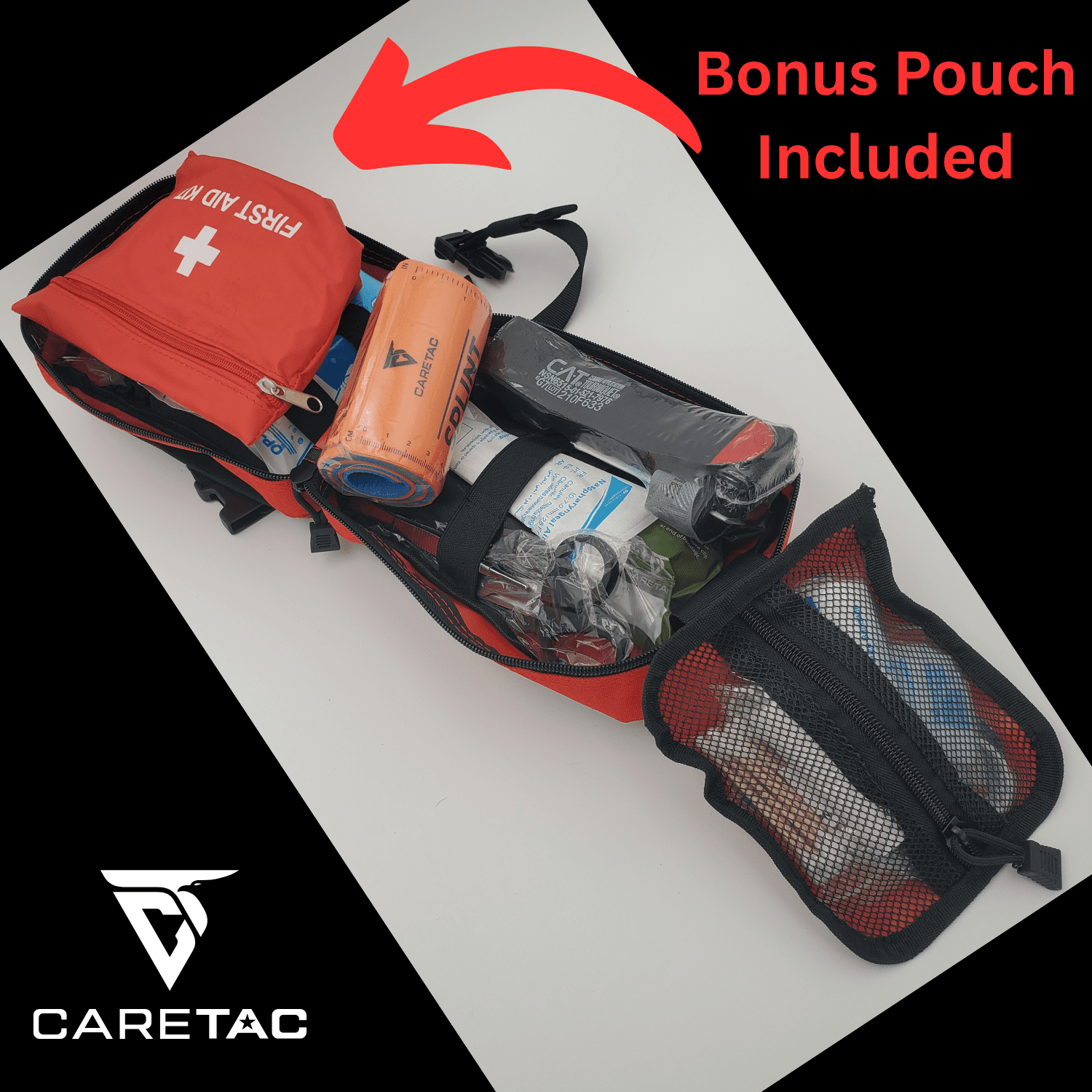 CareTac IFAK Trauma & First Aid Kit with CAT Gen 7 Tourniquet for Emergency Bleeding Control and Wound Care